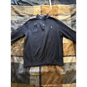 Polo Ralph Lauren Men Navy RL Fleece 1/4 Zip Fleece Sweatshirt Sweater Medium